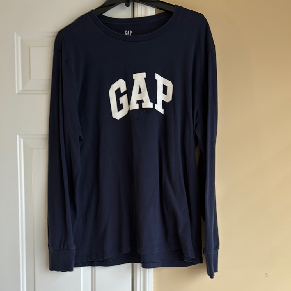 GAP LOGO LONG SLEEVE TEE BLUE WITH WHITE LOGO SIXE XL